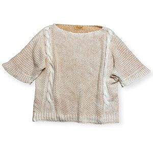 Capucine Moda Mohair Blend Open Knit Sweater Cream/Rust N/S See Measurements